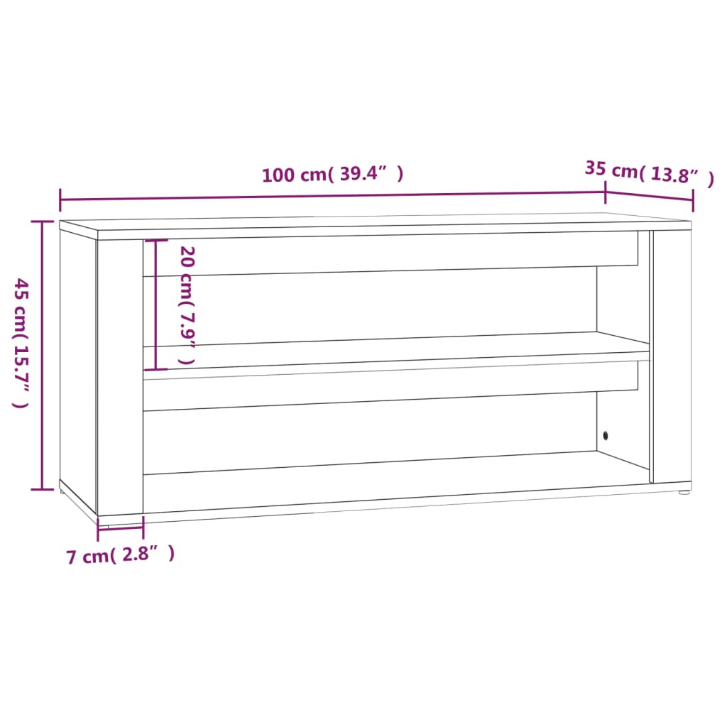 Schuhregal 100X35X45 Cm Holzwerkstoff Betongrau