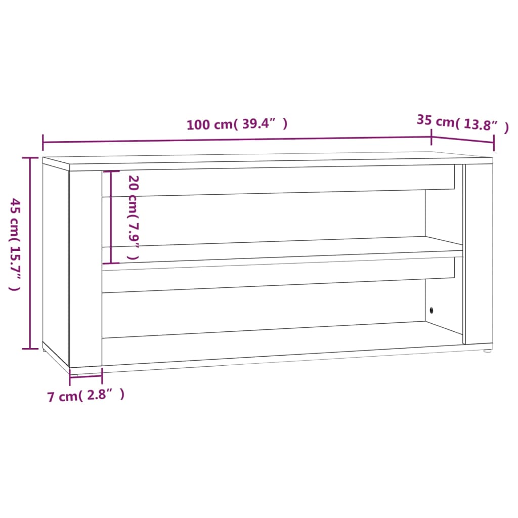 Schuhregal 100X35X45 Cm Holzwerkstoff Grau Sonoma