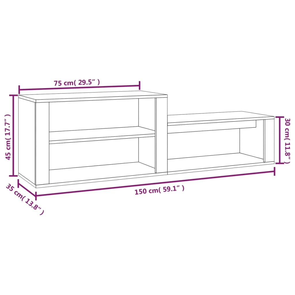 Schuhschrank 150X35X45 Cm Holzwerkstoff Betongrau