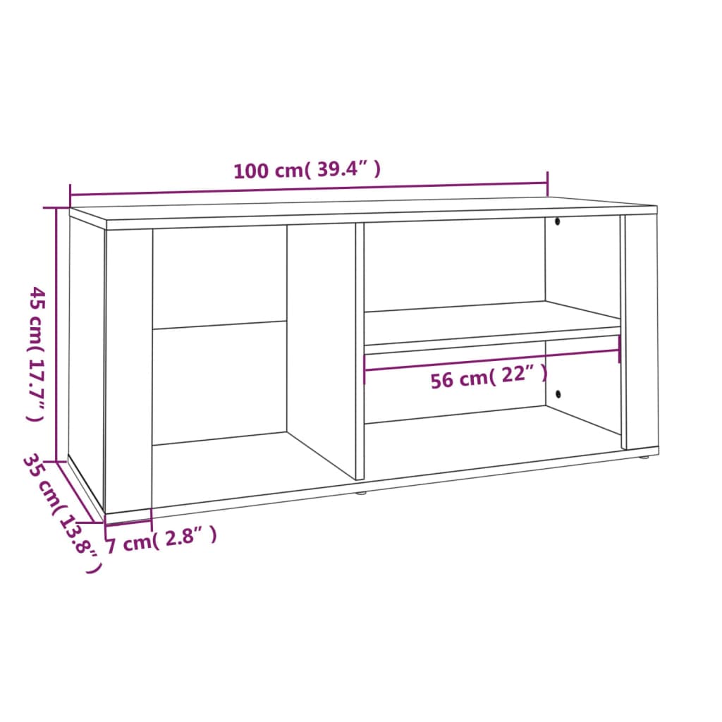 Schuhregal 100X35X45 Cm Holzwerkstoff Räuchereiche