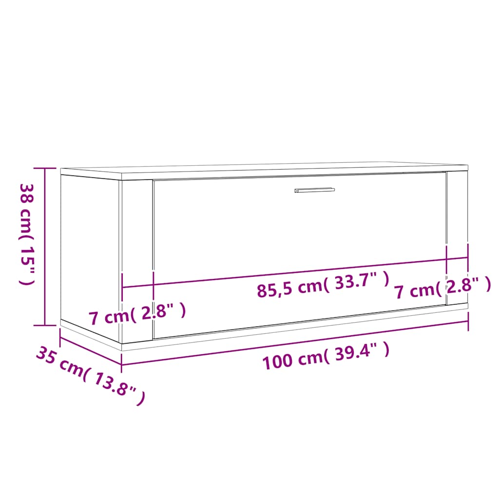 Wand-Schuhschrank 100X35X38 Cm Holzwerkstoff Weiß