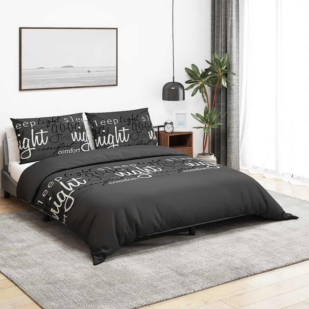 Bettwäsche-Set Schwarz 260X240 Cm Baumwolle Schwarz Und Weiß