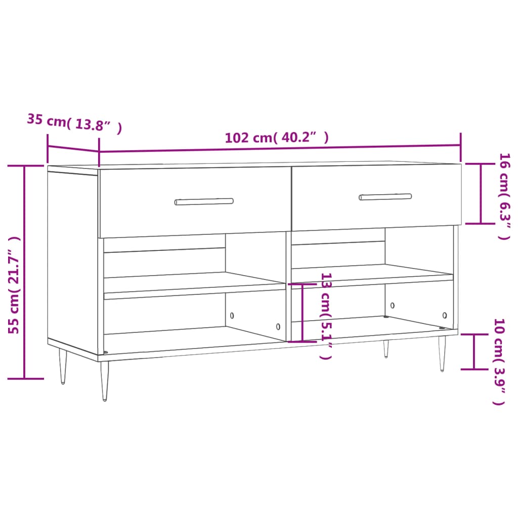 Schuhbank 102X35X55 Cm Holzwerkstoff Räuchereiche