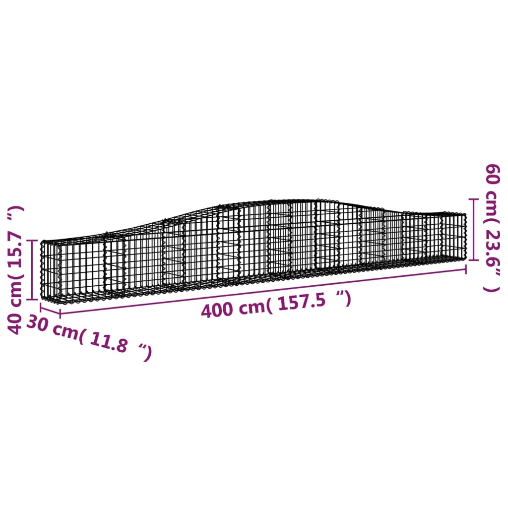 Gabionen Mit Hochbogen 7 Stk. Verzinktes Eisen