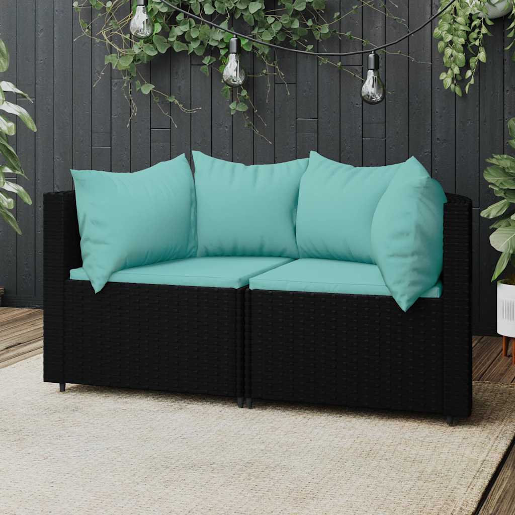 3-Tlg. Garten-Lounge-Set Mit Kissen Poly Rattan