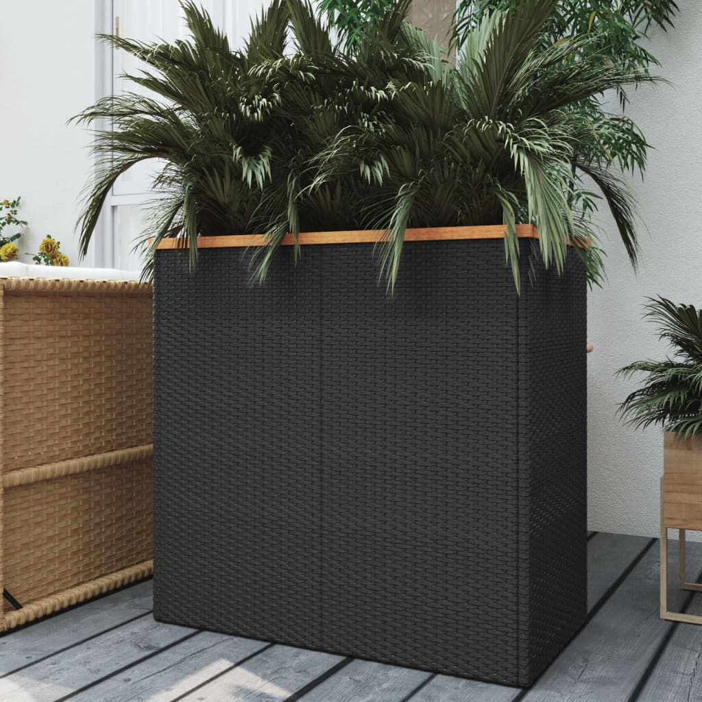 Pflanzkübel Schwarz Poly Rattan