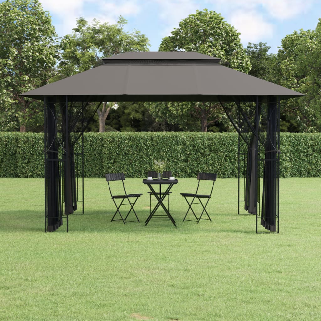 Pavillon Mit Seitenwänden Anthrazit Stahl