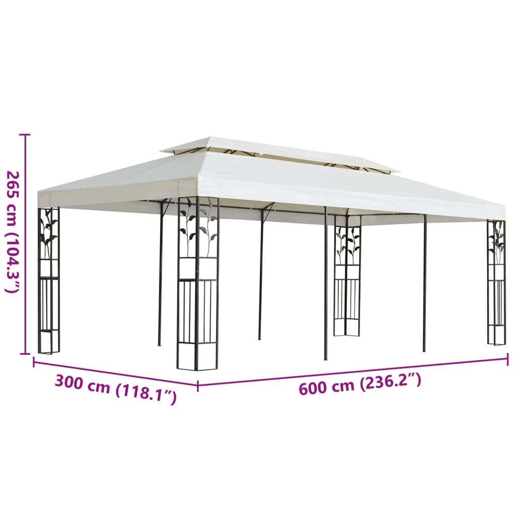 Pavillon Mit Doppeldach Weiß 6X3 M Stahl Weiß