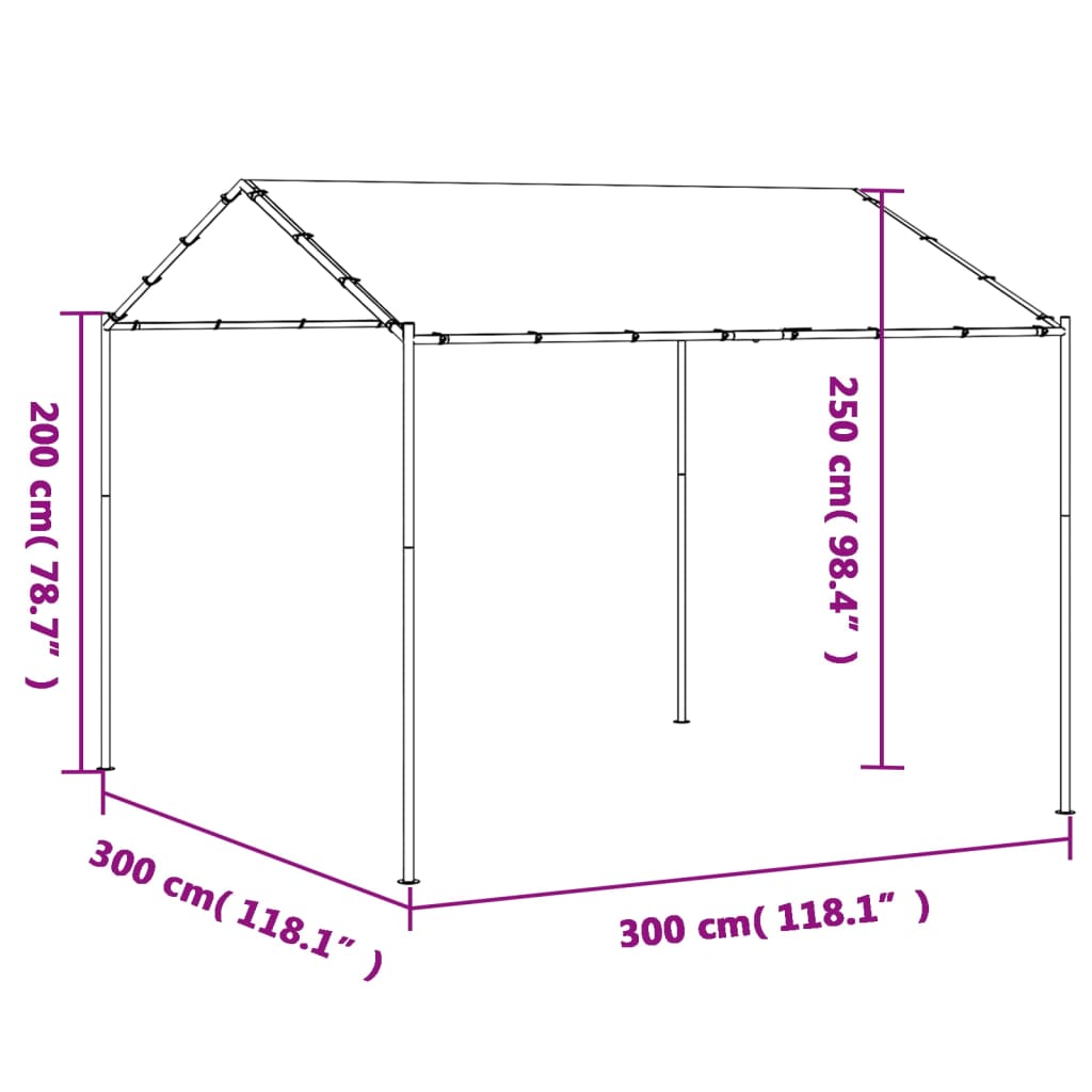 Gartenpavillon Anthrazit 3X3 M Stahl Und Stoff