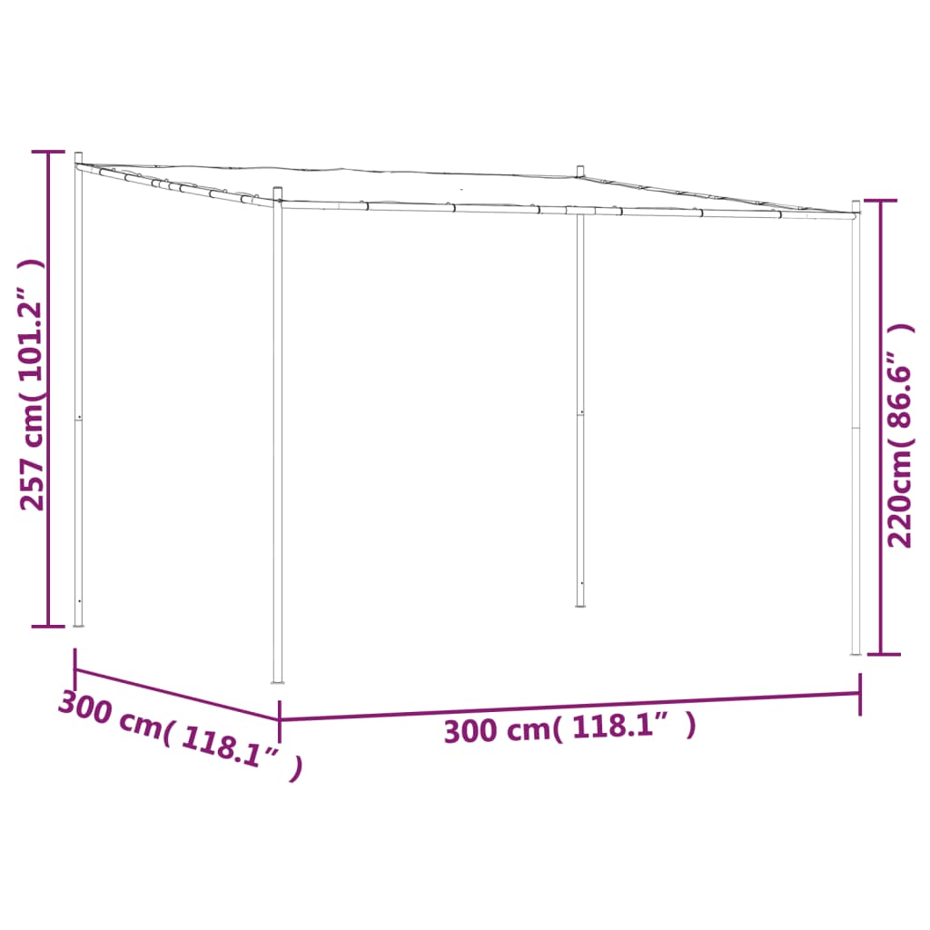 Pavillon Beige 3X3 M 180 G/M² Stoff Und Stahl