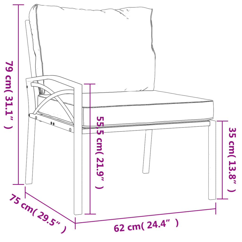 Gartenstühle Mit En Kissen 2 Stk. 62X75X79 Cm Stahl