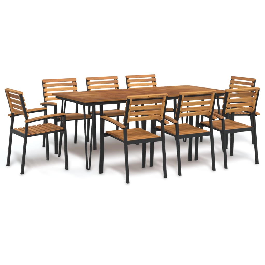 7-Tlg. Garten-Essgruppe Massivholz Akazie Und Metall