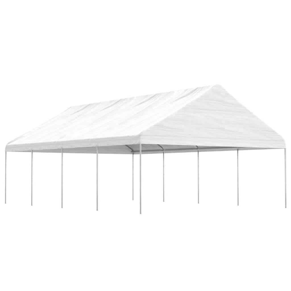 Pavillon Mit Dach Weiß 20,07X5,88X3,75 M Polyethylen