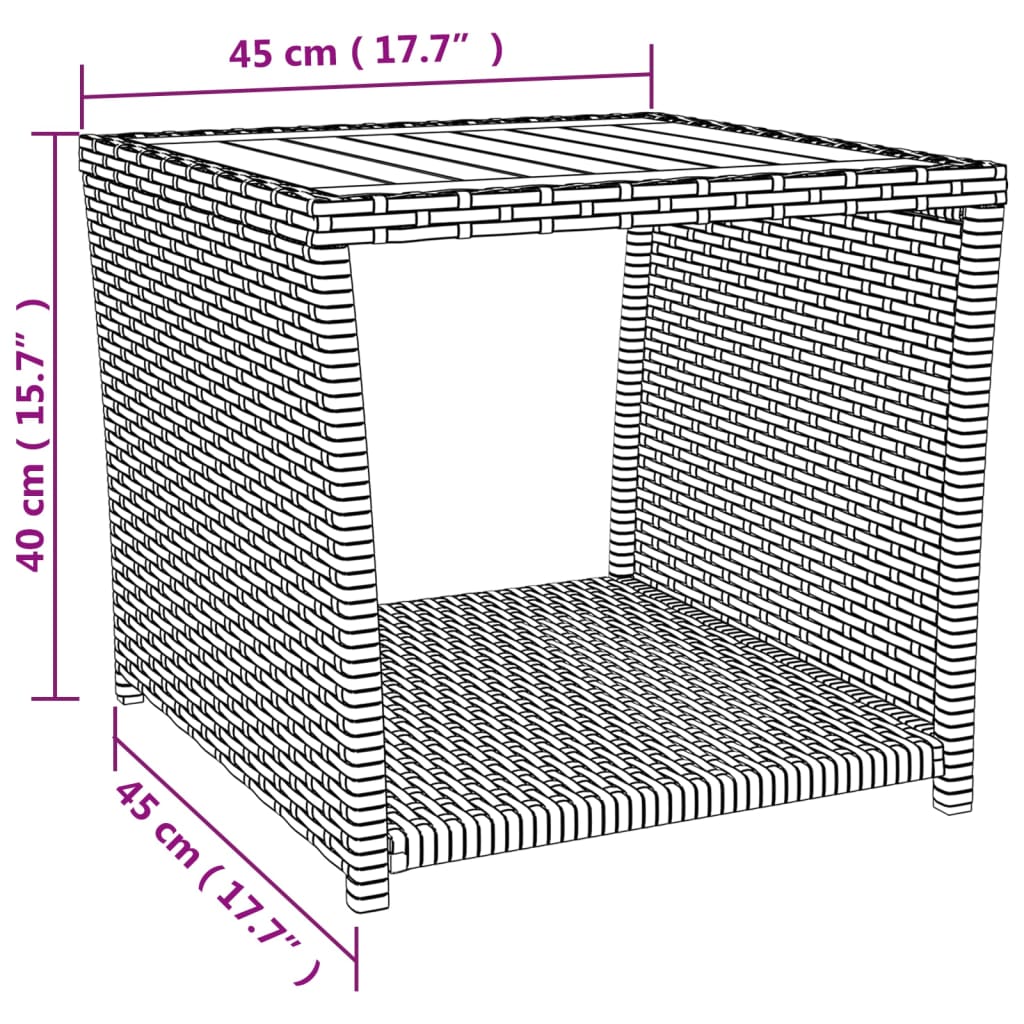 3-Tlg. Garten-Lounge-Set Schwarz Poly Rattan Massivholz Akazie