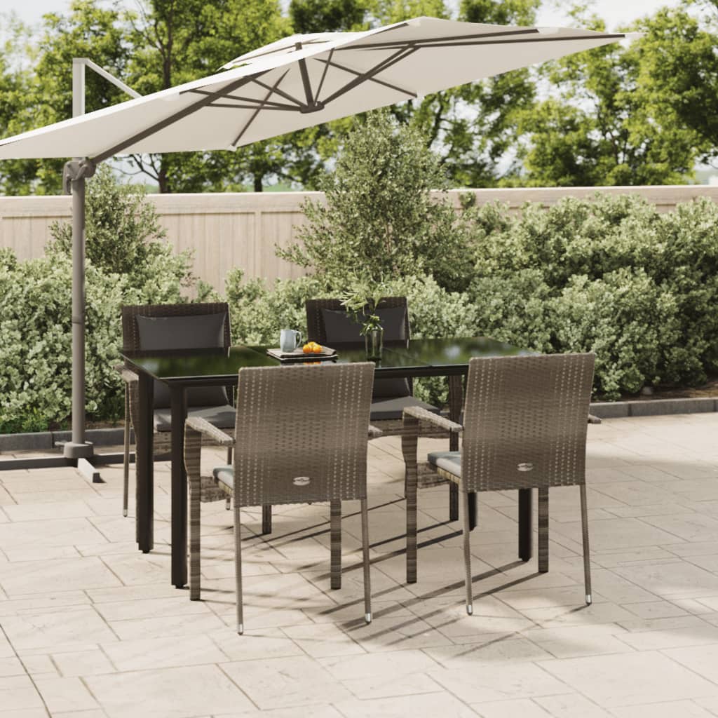 5-Tlg. Garten-Essgruppe Mit Kissen Poly Rattan