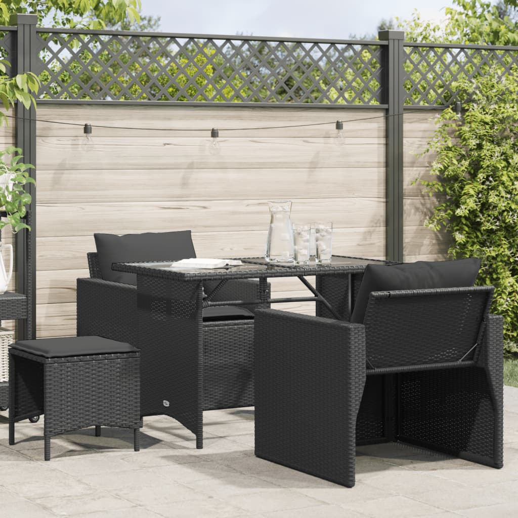 4-Tlg. Garten-Sofagarnitur Mit Kissen Poly Rattan