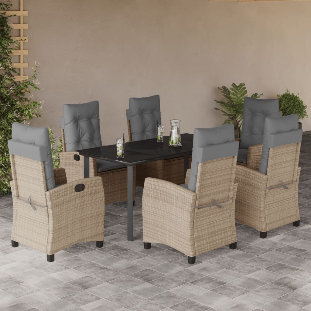 5-Tlg. Garten-Essgruppe Mit Kissen Beigemischung Poly Rattan