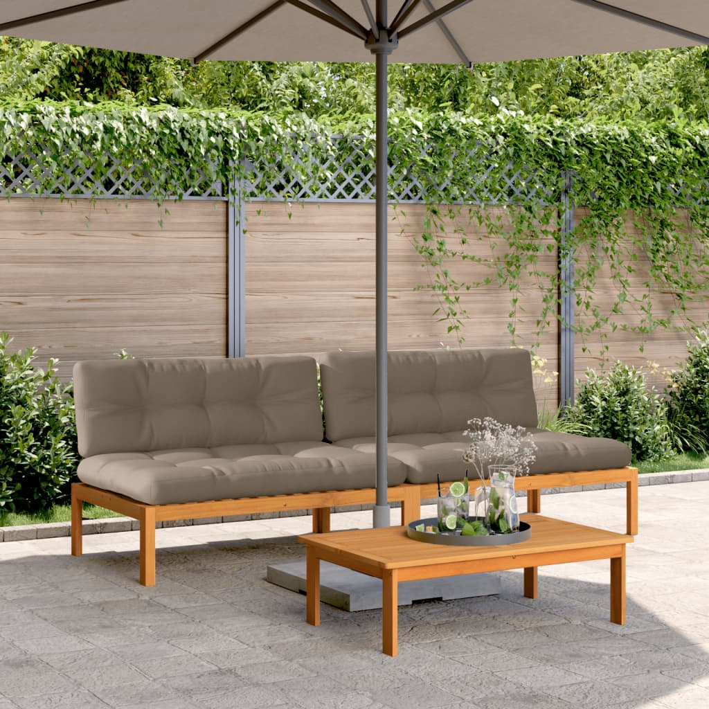 2-Tlg. Garten-Sofagarnitur Aus Paletten Mit Kissen Akazienholz