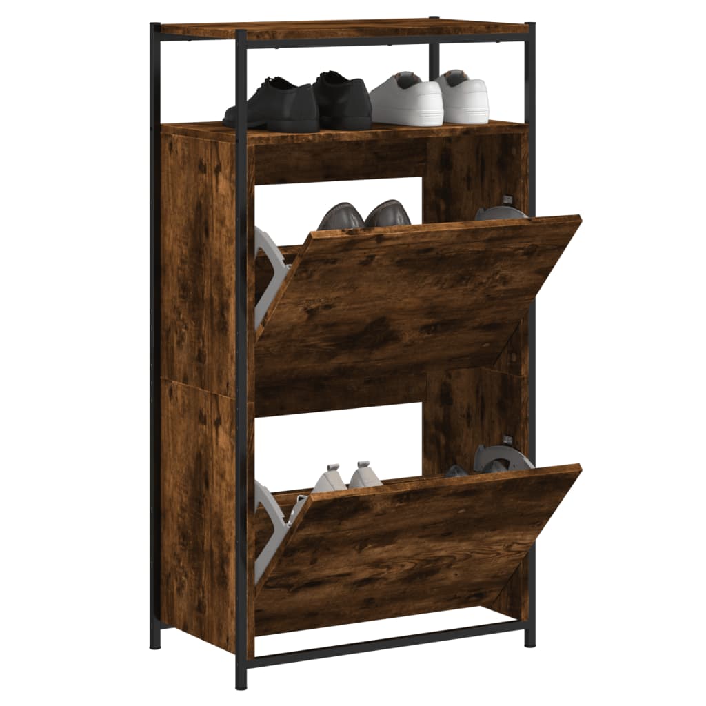 Schuhschrank 75X34X112 Cm Holzwerkstoff Räuchereiche