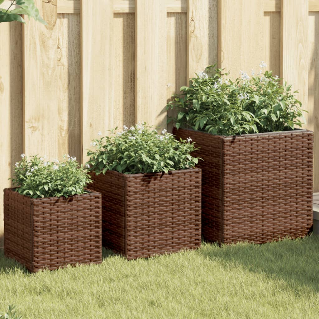 Pflanzkübel 3 Stk. Poly Rattan