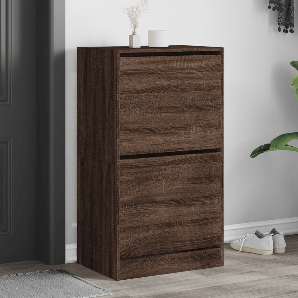 Schuhschrank Braun Eichen-Optik 60X34X63,5 Cm Holzwerkstoff Braune Eiche