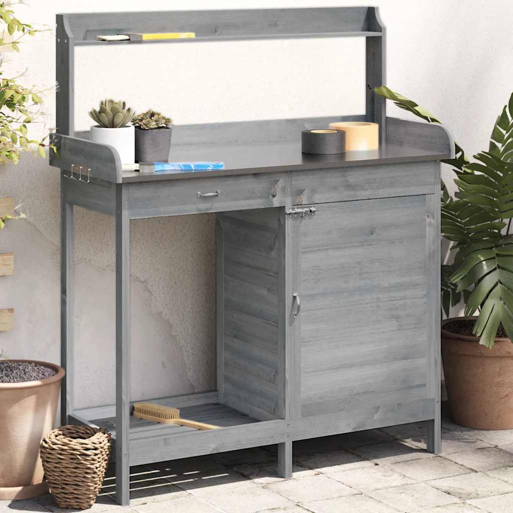 Pflanztisch Mit Schrank Braun 110,5X45X124,5Cm Massivholz Tanne