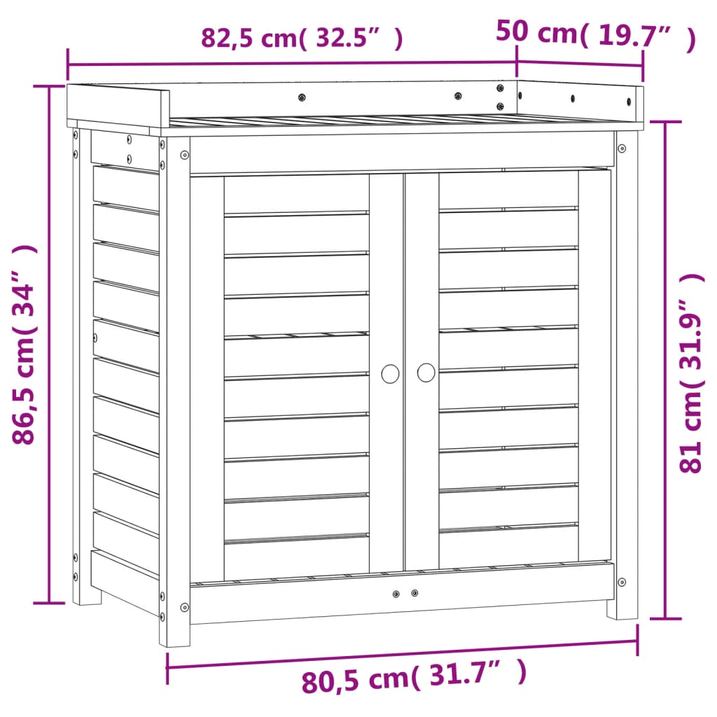 Pflanztisch Mit Ablagen 82,5X50X86,5 Cm Massivholz Kiefer