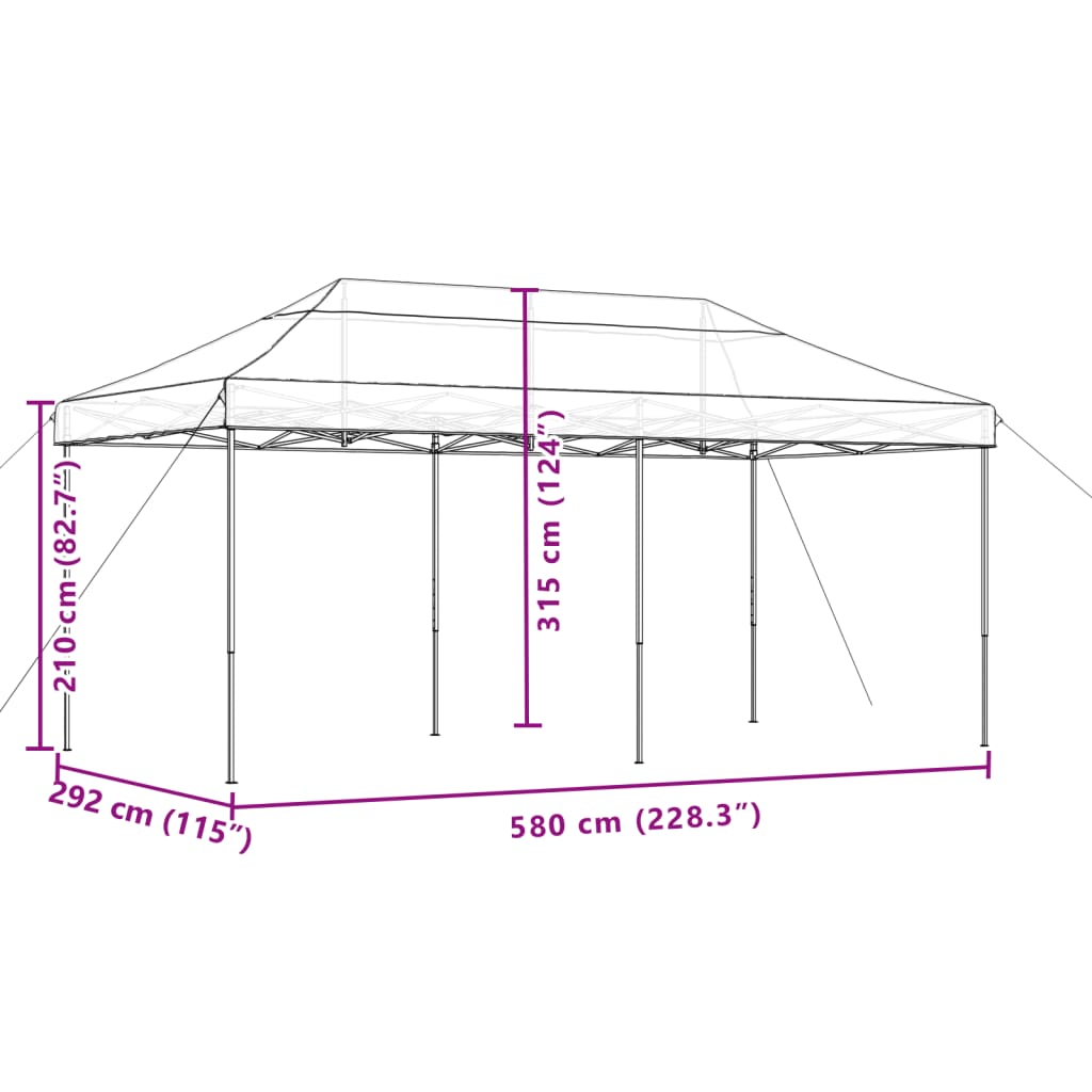 Partyzelt Faltbar Pop-Up Taupe 580X292X315 Cm