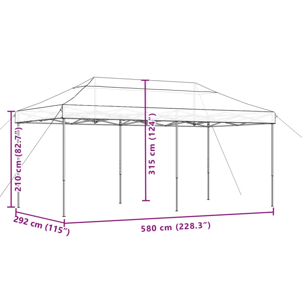 Partyzelt Faltbar Pop-Up Schwarz 580X292X315 Cm
