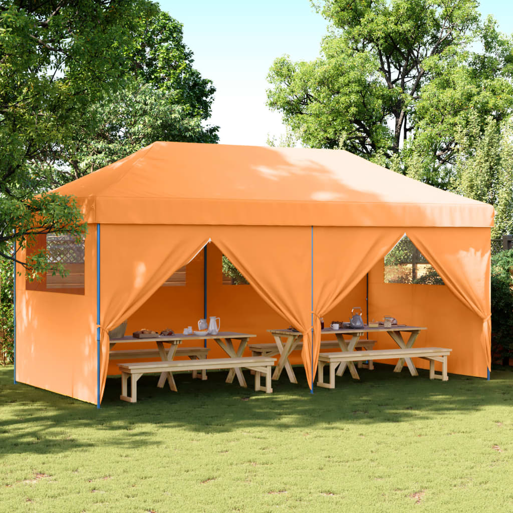 Partyzelt Faltbar Pop-Up Mit 3 Seitenteilen Orange