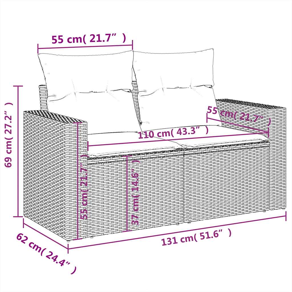 6-Tlg. Garten-Sofagarnitur Mit Kissen Poly Rattan