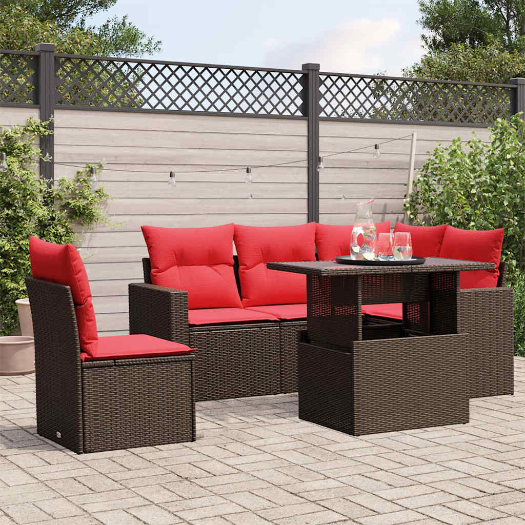 6-Teiliges Gartensofa-Set Mit Kissen, Es Polyrattan
