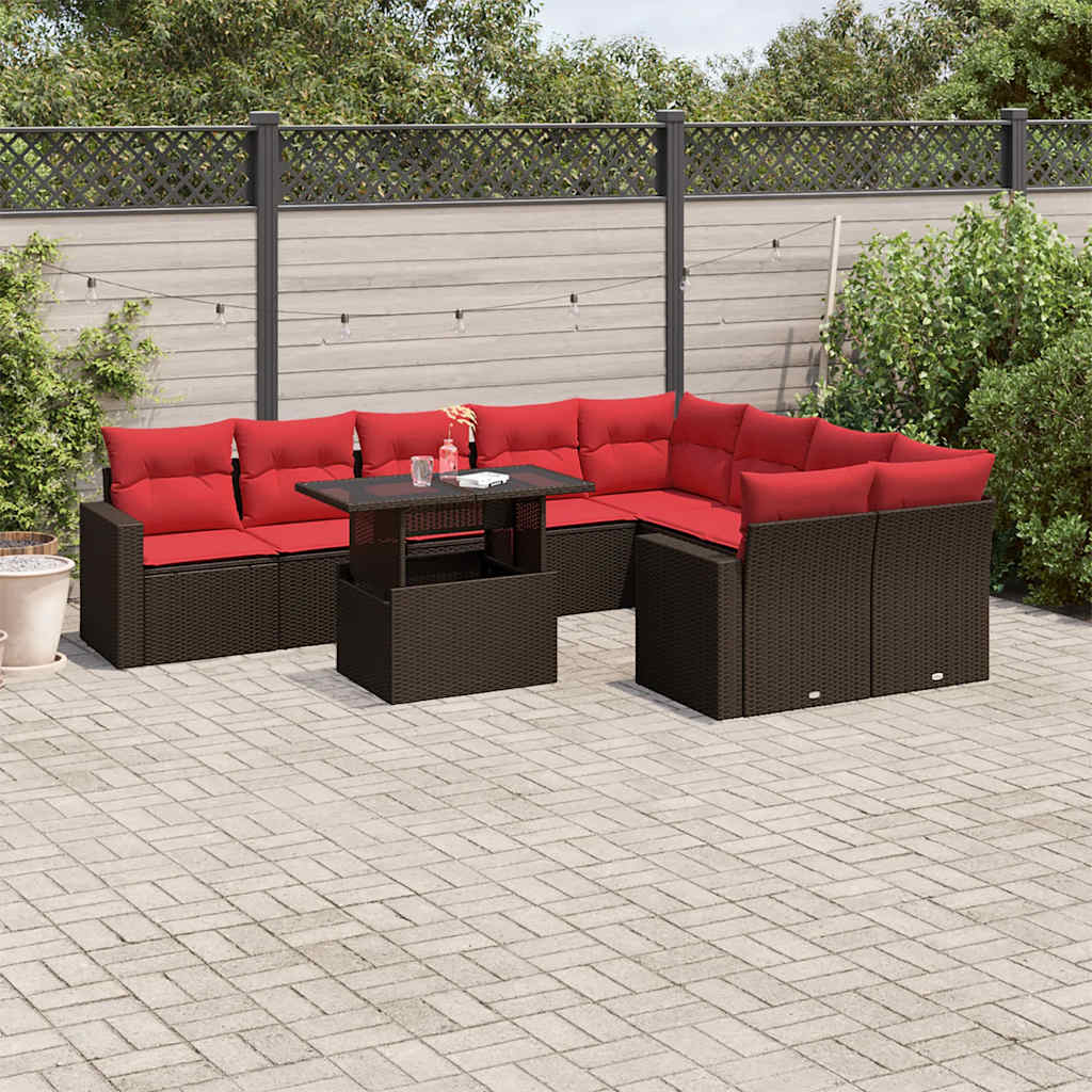 10-Teiliges Gartensofa-Set Mit Kissen, Es Polyrattan