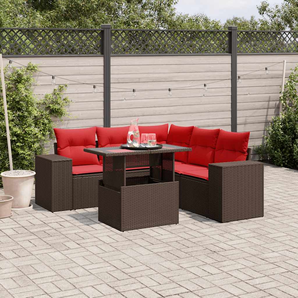 6-Teiliges Gartensofa-Set Mit Kissen, Es Polyrattan