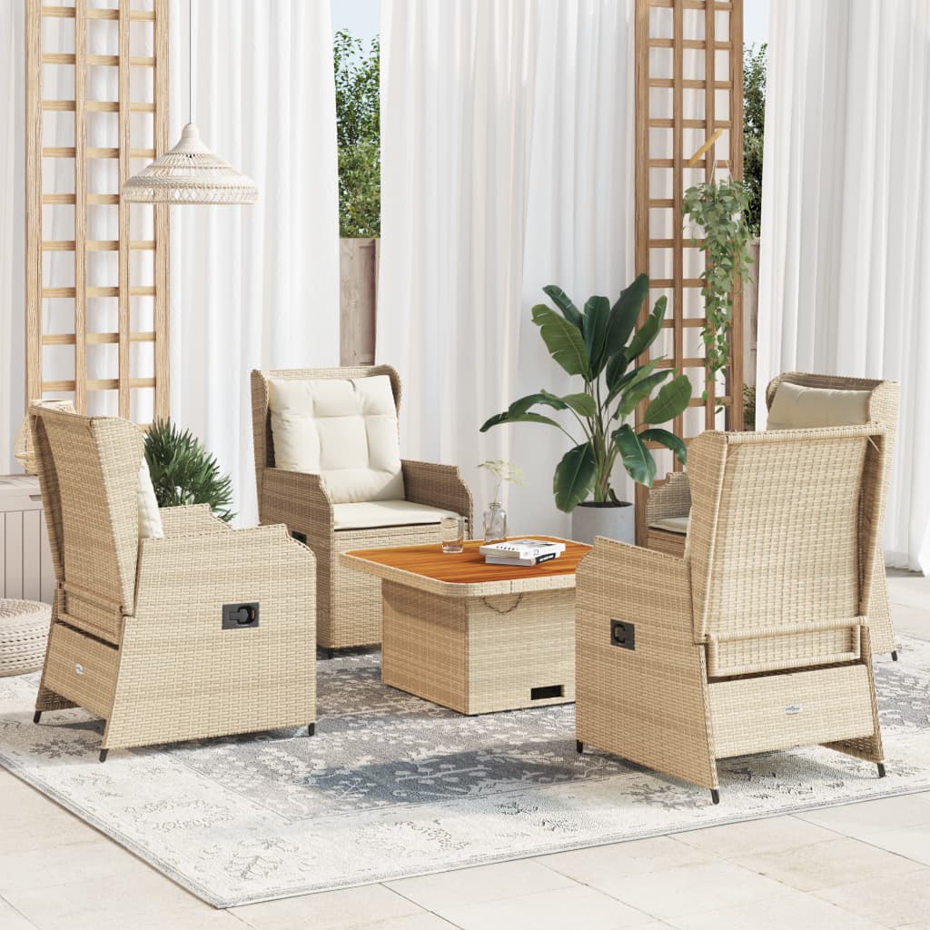 3-Tlg. Garten-Lounge-Set Mit Kissen Poly Rattan