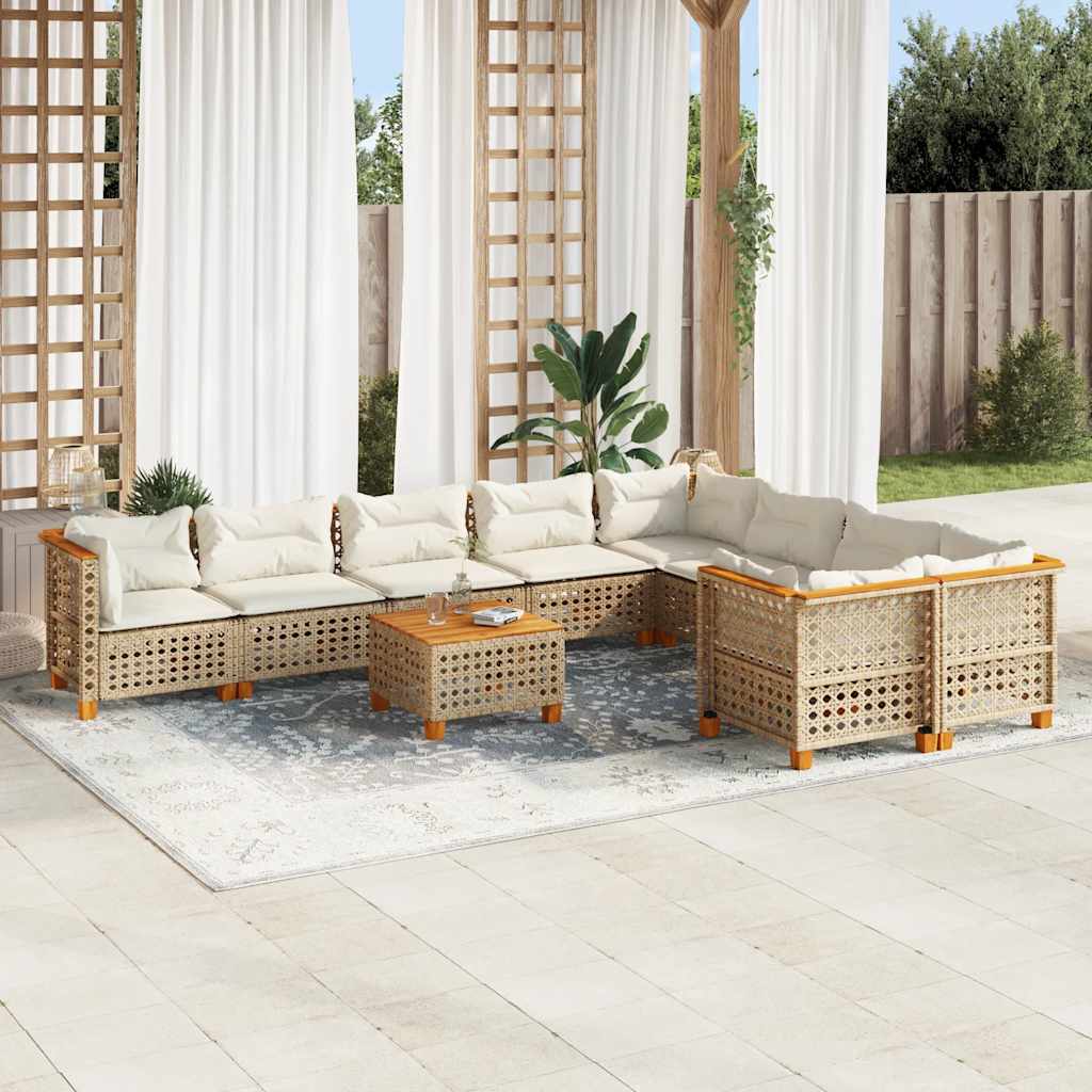 10-Tlg. Garten-Sofagarnitur Mit Kissen Poly Rattan