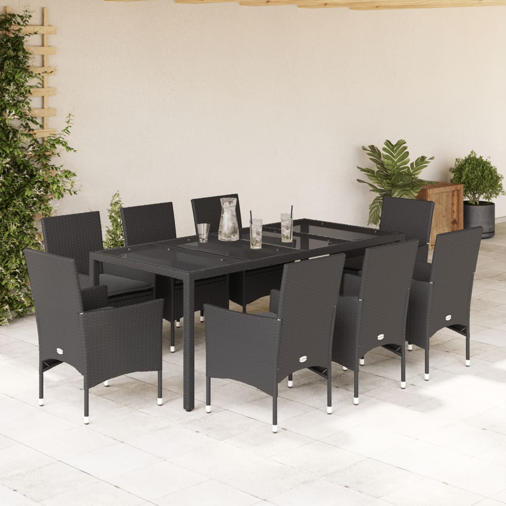 5-Tlg. Garten-Essgruppe Mit Kissen Poly Rattan Und Glas