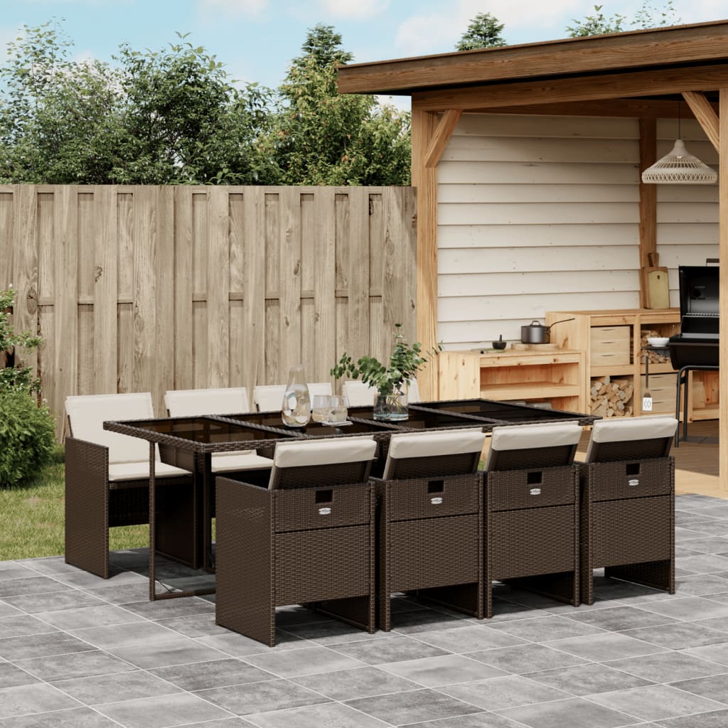 9-Tlg. Garten-Essgruppe Mit Kissen Poly Rattan