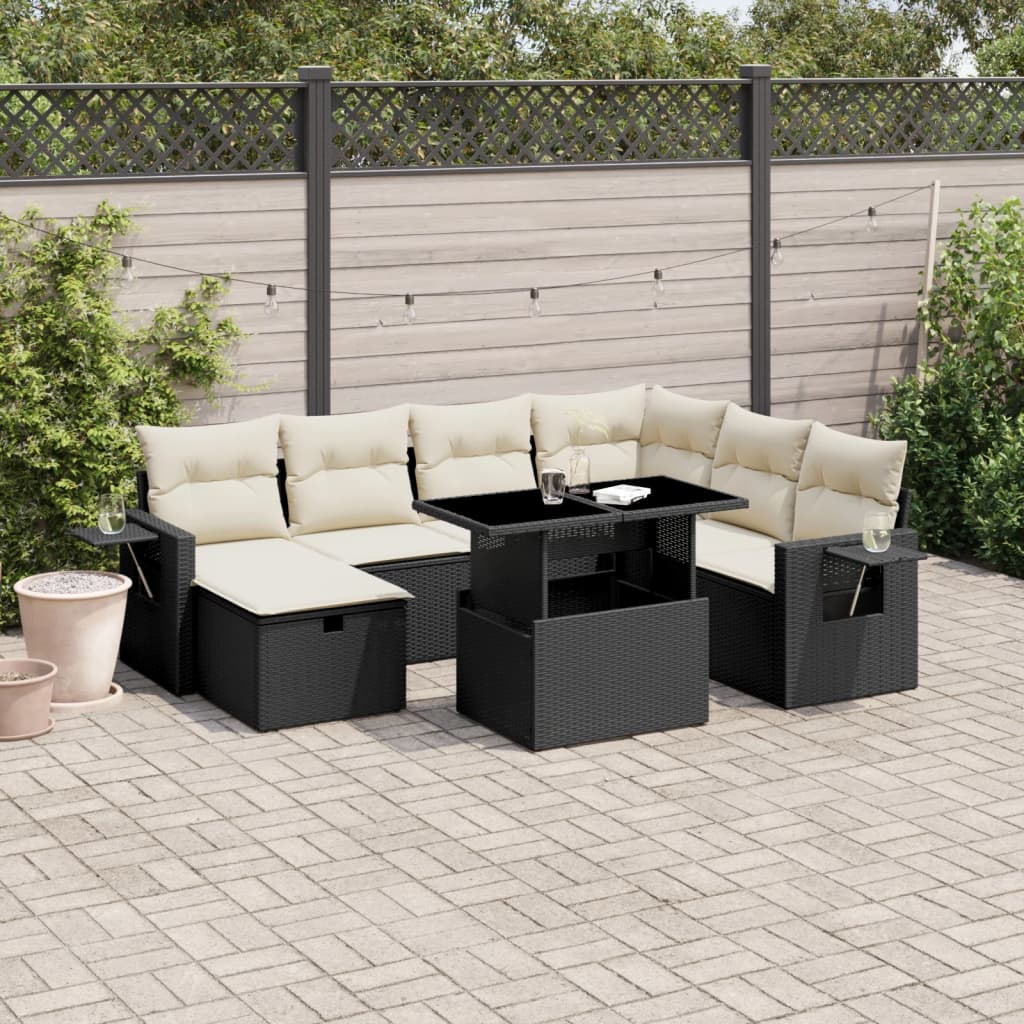 8-Tlg. Garten-Sofagarnitur Mit Kissen Poly Rattan