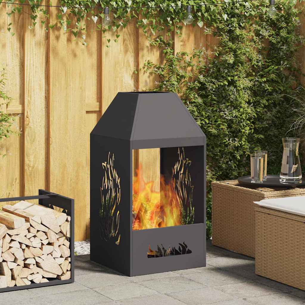 Feuerstelle Schwarz 50 X 50 X 100 Cm Stahl