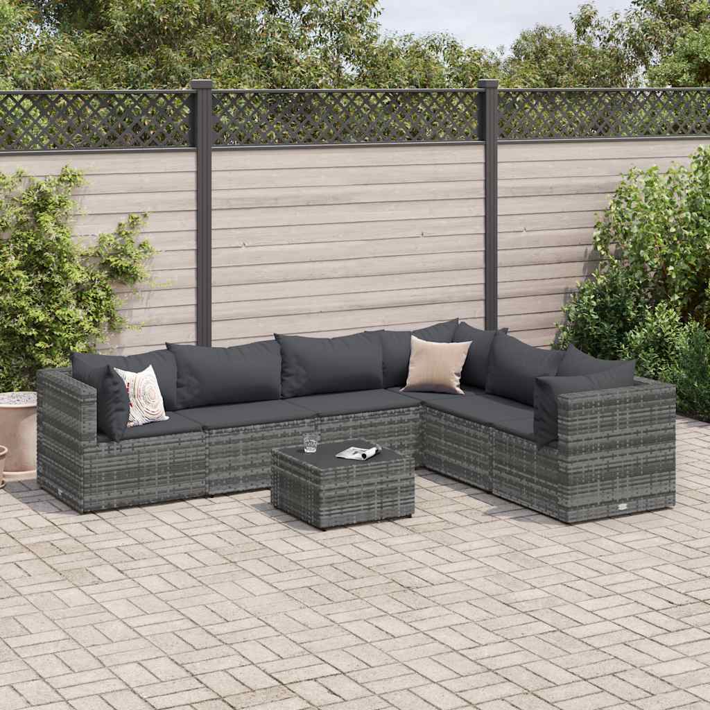 6-Tlg. Garten-Lounge-Set Mit Kissen Poly Rattan