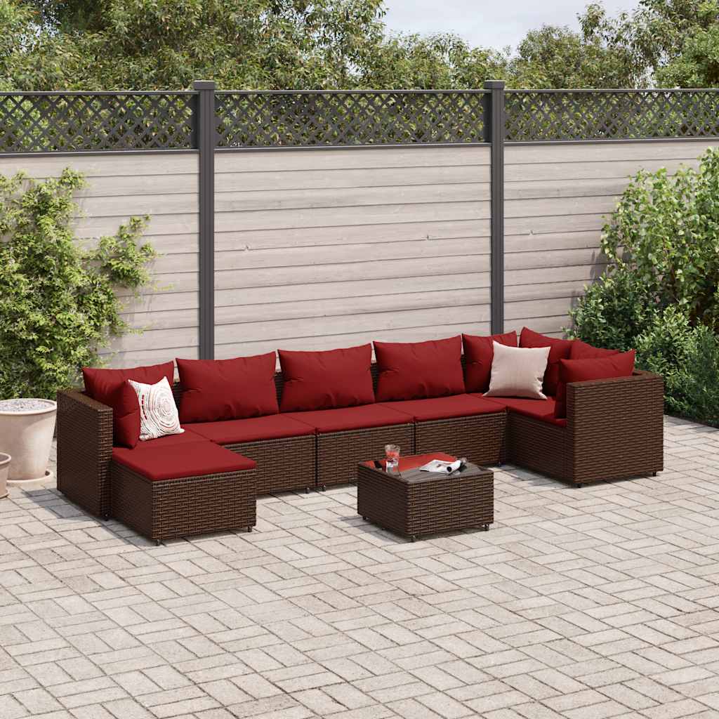 8-Tlg. Garten-Lounge-Set Mit Kissen Poly Rattan