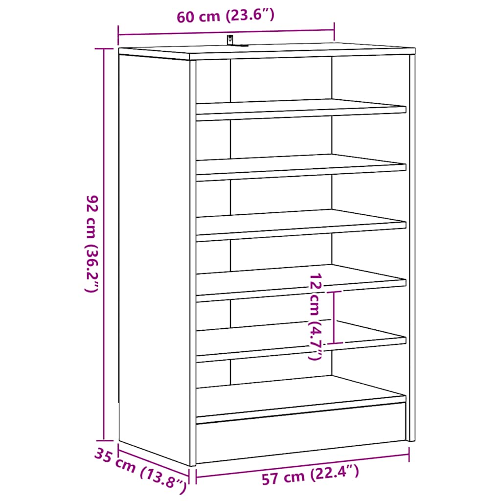 Schuhschrank 60X35X92 Cm Holzwerkstoff