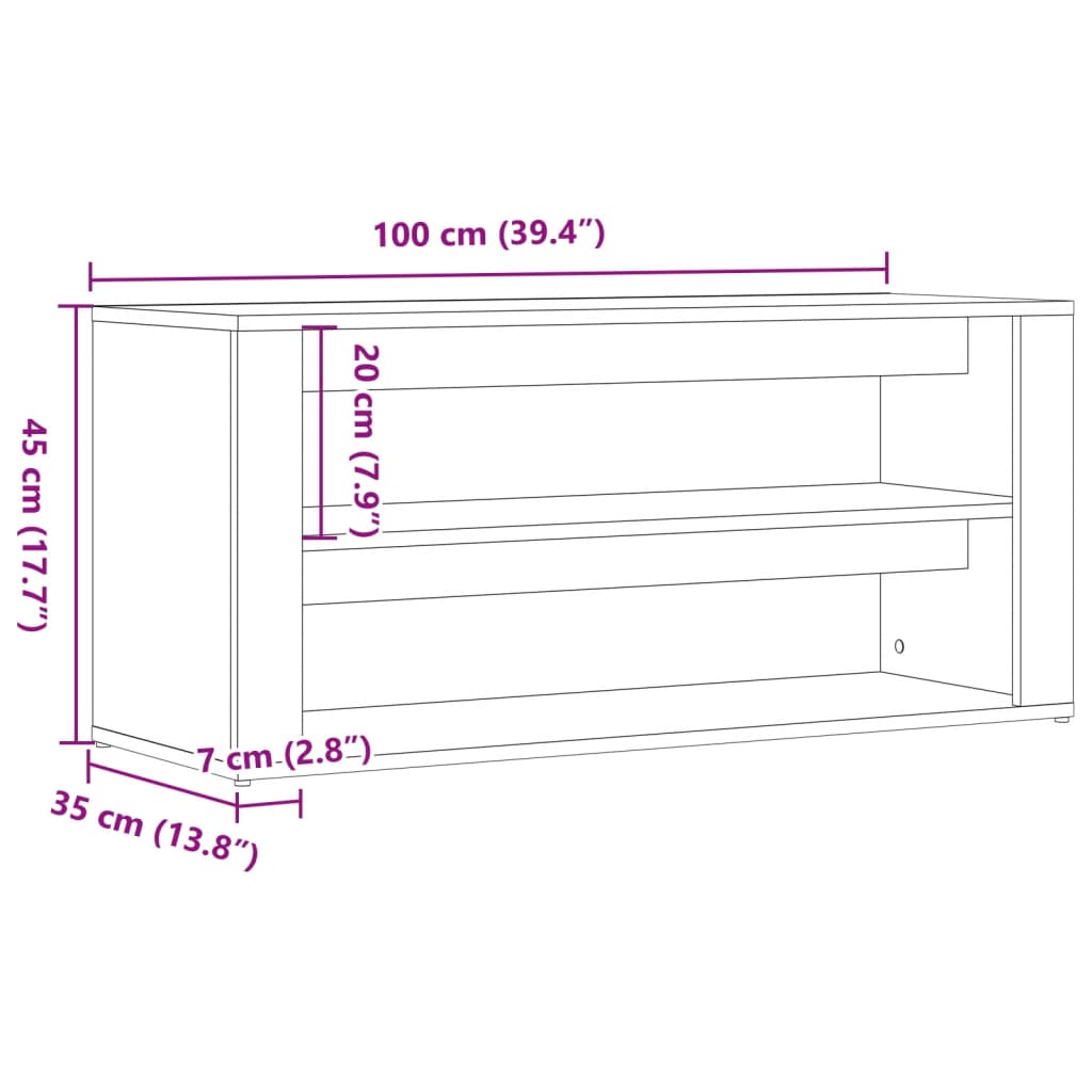 Schuhbank -Optik 100X35X45 Cm Holzwerkstoff Altholz