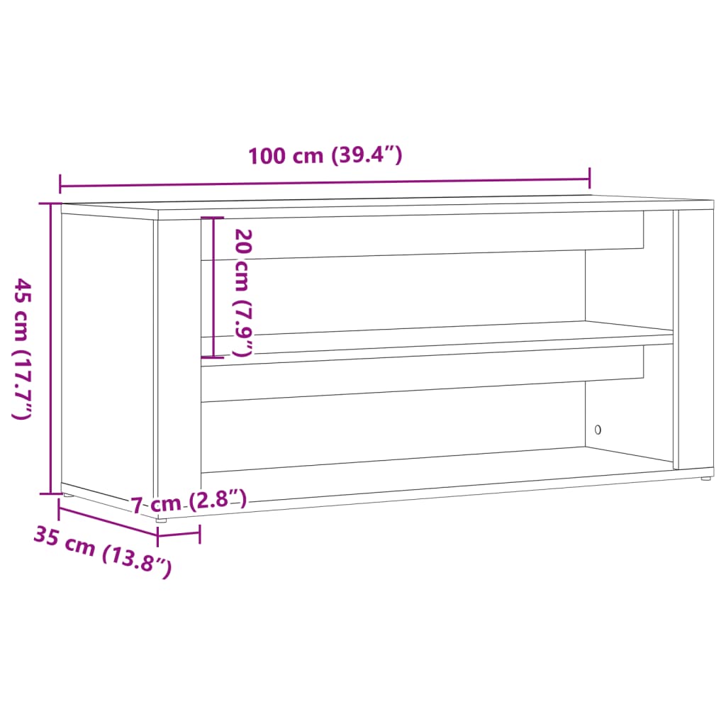 Schuhbank 100X35X45 Cm Holzwerkstoff Artisan-Eiche