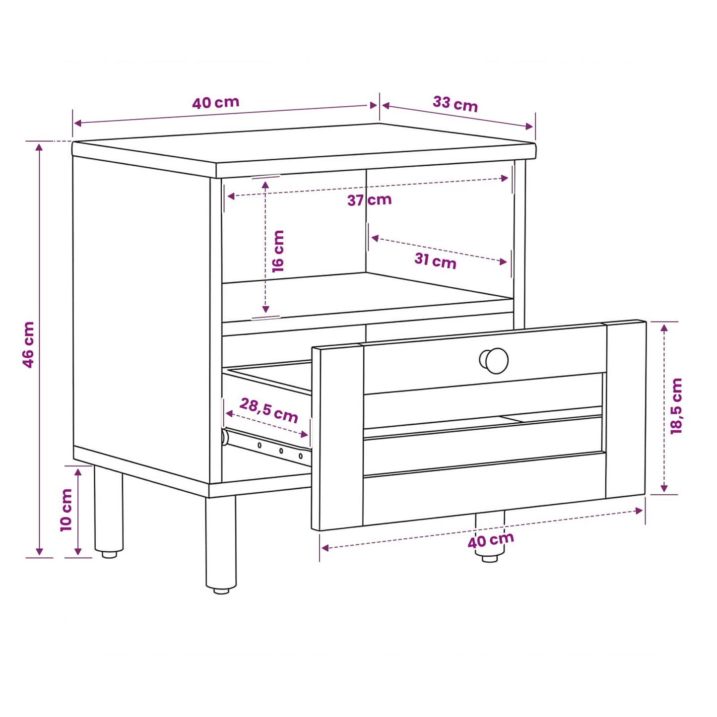 Nachttisch 2 Pcs Braun 40 X 33 X 46 Cm Massivholz Mango