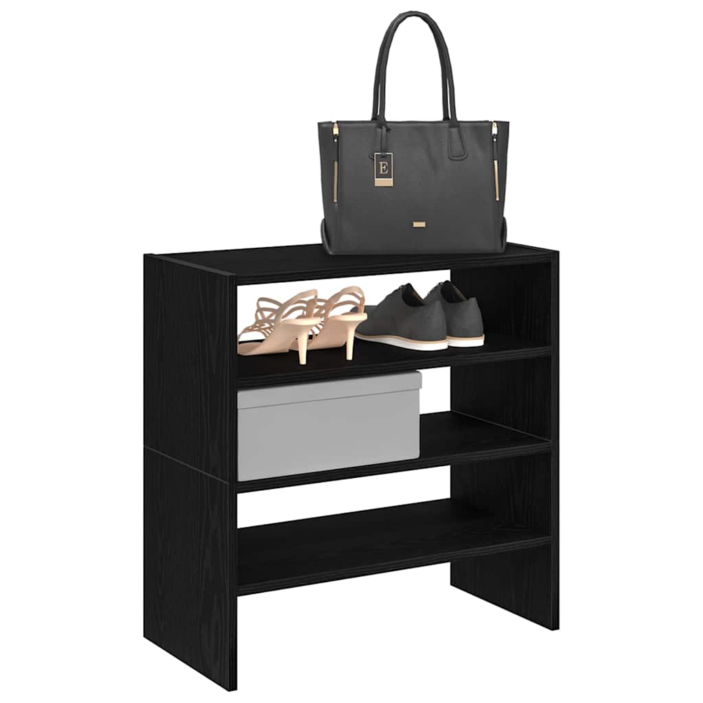 Schuhregal Stapelbar E Eiche 60X30X30,5 Cm Schwarz