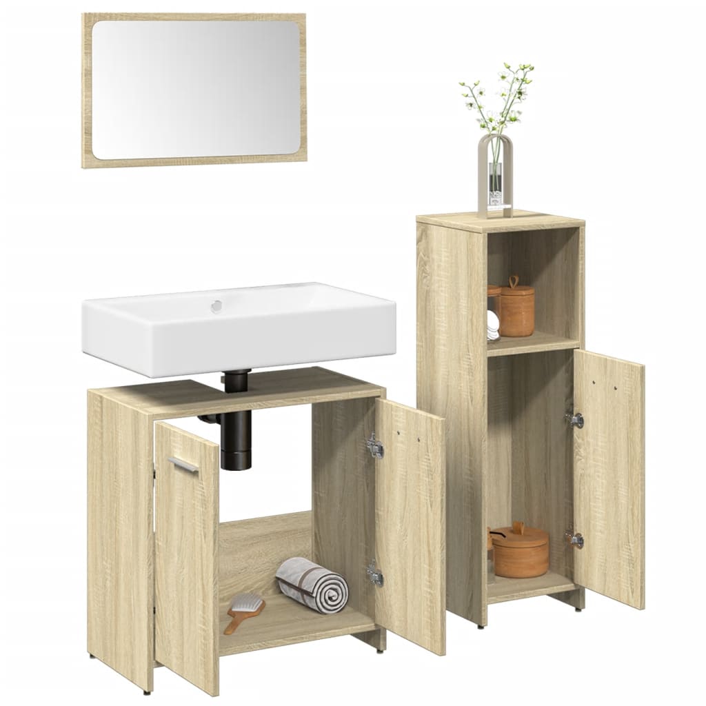 Badezimmermöbel-Set 3 Pcs Holzwerkstoff