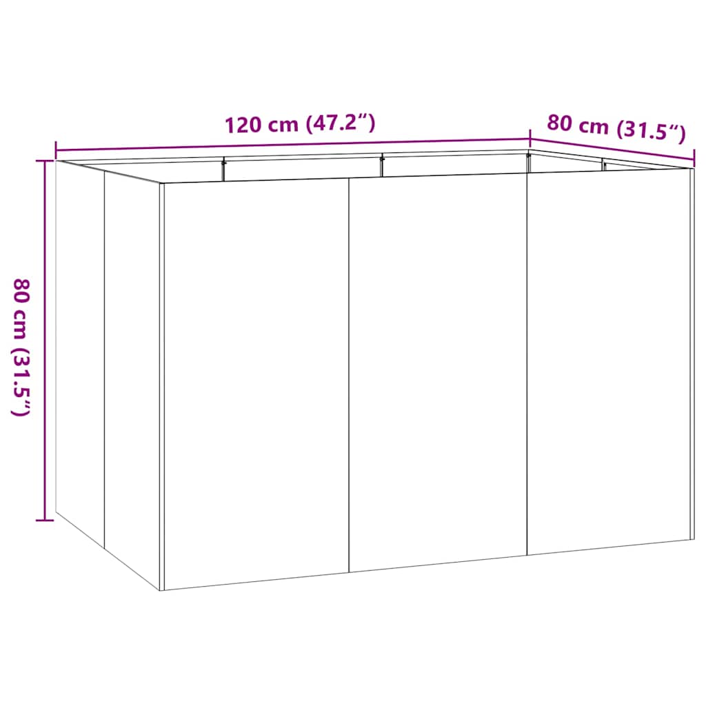 Pflanzkübel Rostig 120X80X80 Cm Wetterfester Stahl Verzinkter Stahl