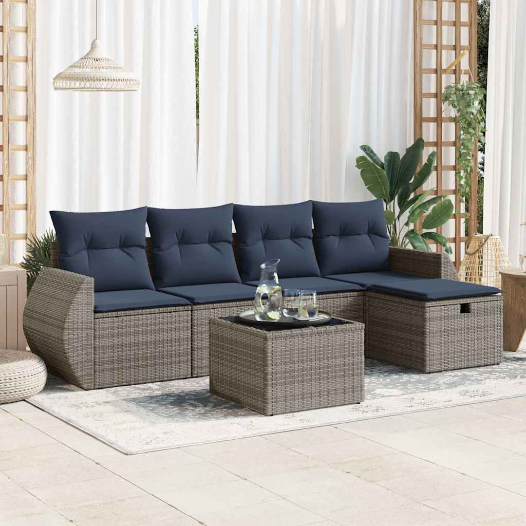 5-Tlg. Garten-Sofagarnitur Mit Kissen Poly Rattan